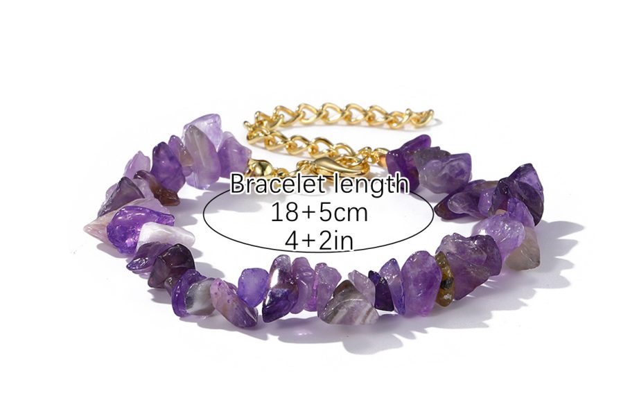 Classic boho amethyst gemstone stretch bracelet irregular beads