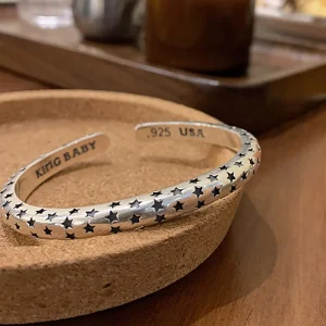 Vintage punk star opening bracelet bangle for women