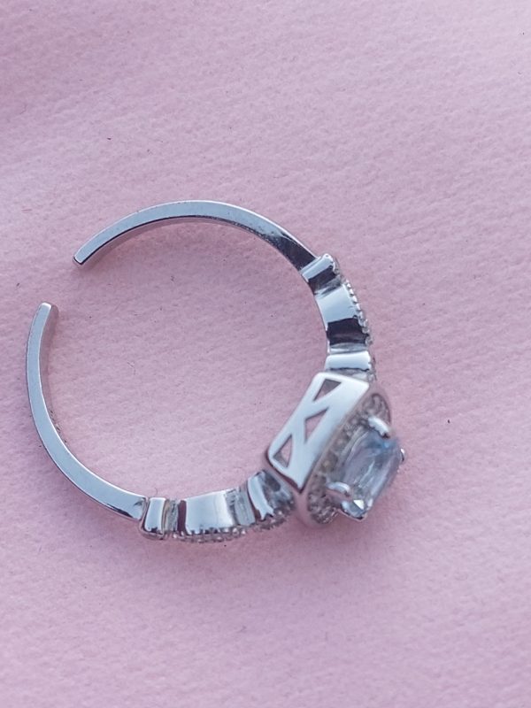 925 silver blue topaz open adjustable ring jewelry for women