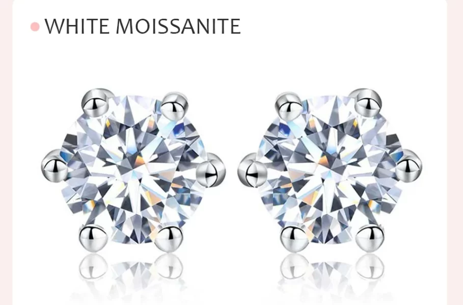 1CT moissanite stud earrings 925 sterling silver certified