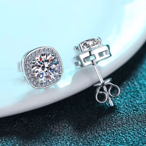 1ct D VVS1 moissanite stud earrings GRA certified
