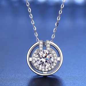 1 carat moissanite necklace 925 sterling silver Italian jewellery