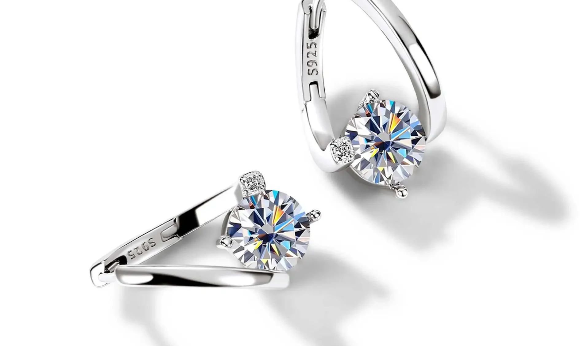 1CT*2 D color moissanite ear clips 925 silver