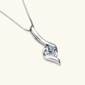 1 carat moissanite necklace 925 sterling silver Italian jewellery