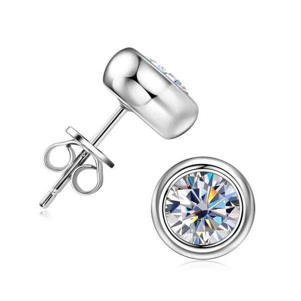 White gold plated moissanite stud earrings for women