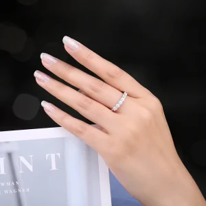 5A CZ half eternity ring 925 sterling silver wedding band for women