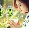 Italian design peridot gemstone earstud close-up