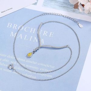 925 sterling silver necklace with yellow cubic zirconia elegant jewelry