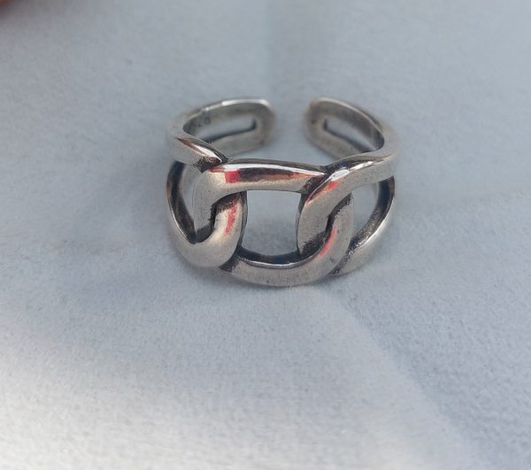 Simple knotted adjustable ring 925 sterling silver