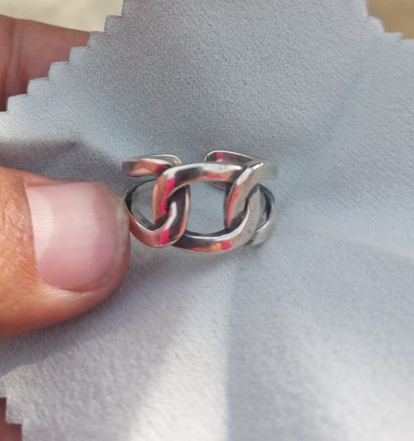 Minimal knotted silver ring adjustable