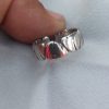 Zigzag design adjustable silver ring