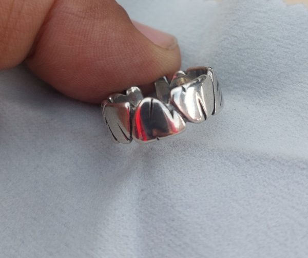 Zigzag design adjustable silver ring