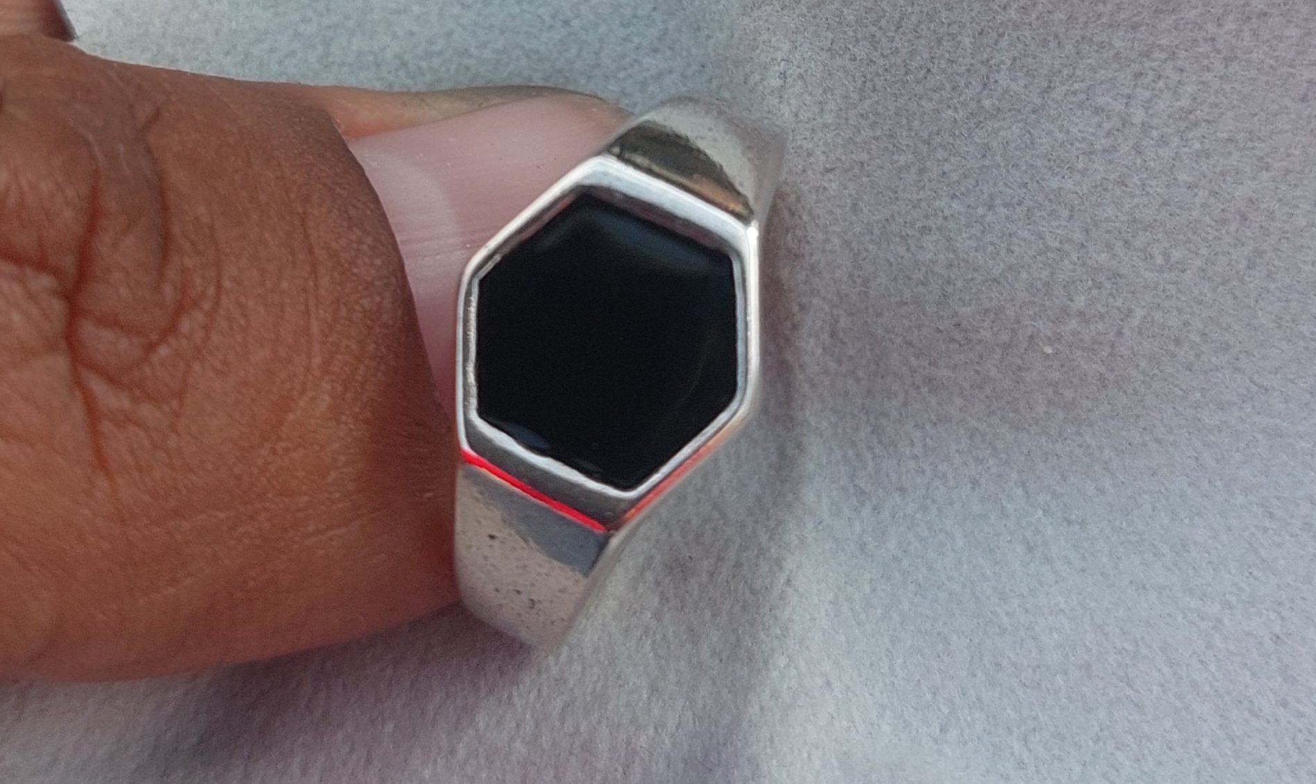 Black CZ adjustable ring 925 sterling silver