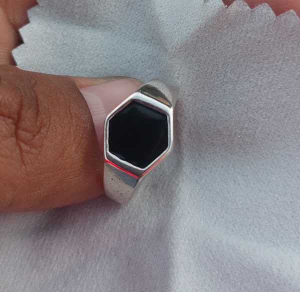 Black CZ adjustable ring 925 sterling silver