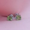 Italian design peridot gemstone earstud close-up