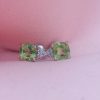 4 carat peridot gemstone pure chandi silver earstuds