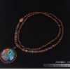 Extra long 40-inch wood and stone necklace with peacock pendant boho jewelry