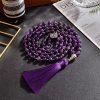 Amethyst genuine gemstone 100 beads 8mm hand knotted necklace