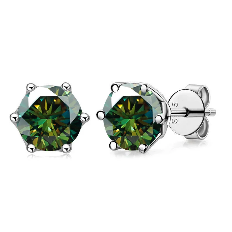 1 Carat D Color Moissanite Stud Earrings in 925 Sterling Silver Sparkling Wedding Jewelry for Women
