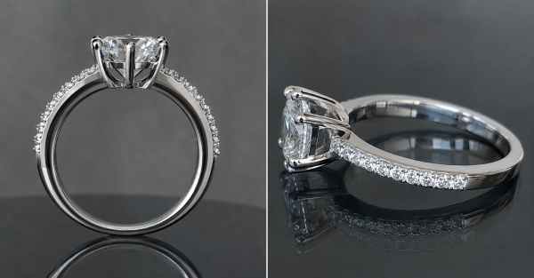 GRA Certified 2 Carat Moissanite Ring Close Up