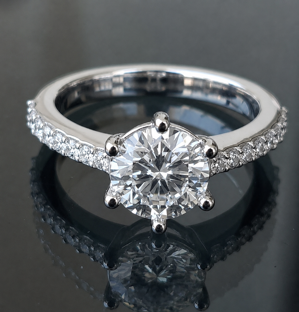 2 Carat GRA Certified Moissanite Ring in 925 Sterling Silver